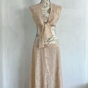 Express pretty pink gray light weight rayon maxi skirt with scarf xl